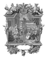 Minerva corre uma tecelagem moinho, Bernardo picart, 1717 foto