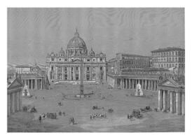 Visão do st. de Pedro quadrado dentro Vaticano cidade, domenico amigo, 1845 foto