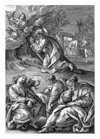 Cristo dentro a jardim do getsêmani, Antônio wierix ii, depois de maerten de vocês, 1583 - 1587 foto