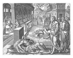 Cristo cura a doente às bezata Betesda, johannes wierix, depois de gerard furgão groeningen, 1585 foto