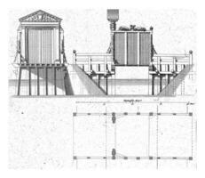 lado Visão do a portão e a Acesso ponte às huis dez bosch Palácio, jan Matthysz., depois de pieter Jansz. publicar, 1655 foto