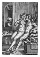 Abraão e hagar espionado em de Sara, georg pencz, 1546 - 1550 foto