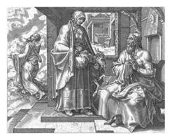 tobit e anna com a cabra, anônimo, depois de maarten furgão Heemskerck, 1556 - 1633 foto