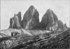 a três picos do a dolomitas, vintage gravação. foto