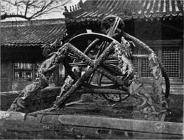 chinês astronômico instrumentos do a Pequim observatório, vintage gravação. foto