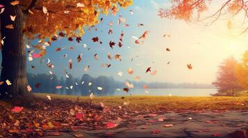 ai gerado colorida outono panorama natureza fundo foto