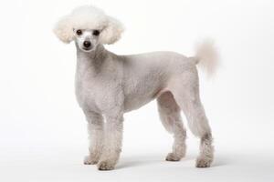 ai gerado poodle cachorro em branco fundo foto