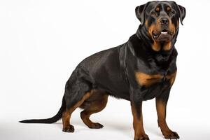 ai gerado rottweiler cachorro em branco fundo foto