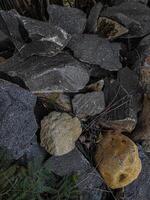 uma coleção do Preto pedra pedras juntos foto