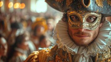 ai gerado medieval francês mascarada bola foto