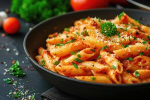 ai gerado Macarrão Penne arrabbiata,a clássico italiano massa prato. generativo ai foto