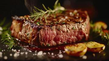 ai gerado chiando bife e vegetariano conjunto culinária harmonia foto