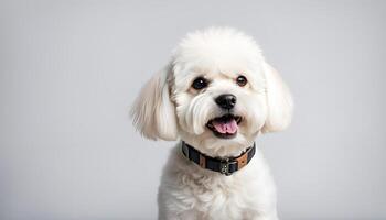 ai gerado uma bichon fogo cachorro em branco fundo foto