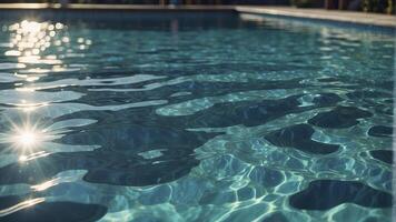 ai gerado piscina fundo, azul piscina água, ensolarado dia, azul água fundo, azul água superfície foto