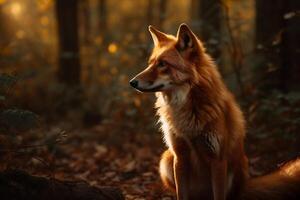 ai gerado Raposa dentro uma sereno floresta. criada com generativo ai foto