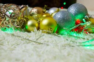 Natal fundo com bolhas, colorida Natal luzes, Natal decorações foto