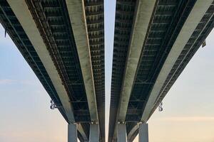 concreto ponte inferior Visão dentro Rostov em não cidade sobre rio vestir, concreto Voroshilovsky ponte foto