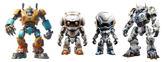 ai gerado conjunto do 3d animado robô personagens, generativo ai foto