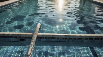 ai gerado piscina fundo, azul piscina água, ensolarado dia, azul água fundo, azul água superfície foto