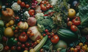 ai gerado tomates fundo. topo Visão do diferente variedades do tomates. legumes fundo. foto