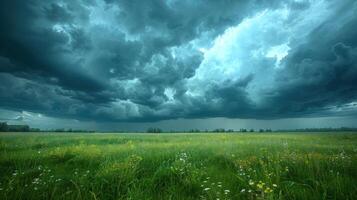 ai gerado Aproximando tempestade sobre oceano foto