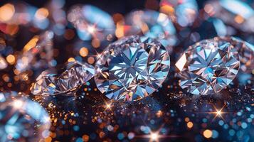 ai gerado três diamantes em mesa foto