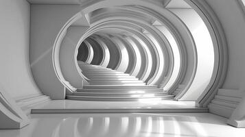 ai gerado 3d Renderização do uma futurista túnel com escadas foto