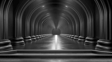 ai gerado uma Preto e branco foto do uma grandes túnel