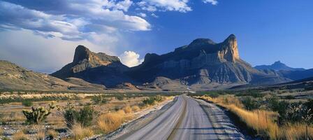 ai gerado cênico montanha estrada dentro texas foto