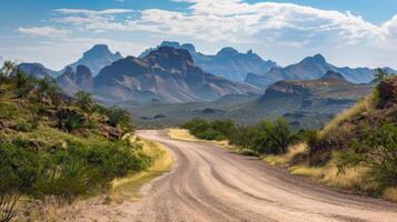 ai gerado cênico montanha estrada dentro texas foto