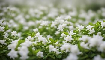 ai gerado branco flores dentro uma campo do verde Relva foto