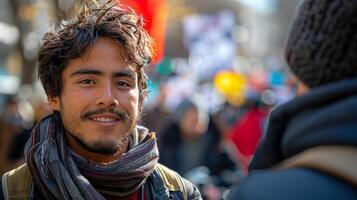 ai gerado homem vestindo barba e cachecol foto