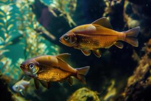 peixe dentro água fresca aquário com lindo plantado tropical. colorida costas foto