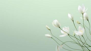 ai gerado elegante branco tulipas em suave verde fundo foto