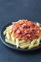 parte do Macarrão Penne com arrabbiata molho foto