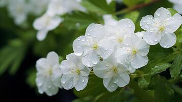 ai gerado fresco Primavera flores com pingos de chuva foto