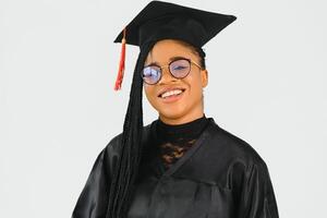 uma bonita africano americano mulher graduado foto