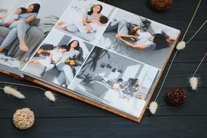 Prêmio foto livro família, ótimo tamanho, de madeira cobrir, sólido Páginas, qualidade impressão.