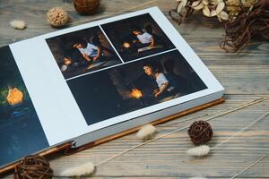 Prêmio foto livro, ampla tamanho, natural madeira cobrir, qualidade vinculativo. família álbum de fotos, lazer recordações