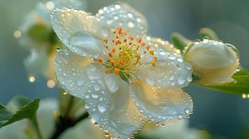 ai gerado Rosa flor com água gotas foto