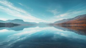 ai gerado majestoso lago cercado de montanhas foto