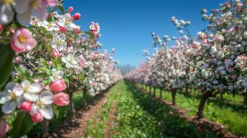 ai gerado campo em flor com Rosa e branco flores foto