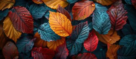ai gerado outono folhas estão todos do diferente cores foto