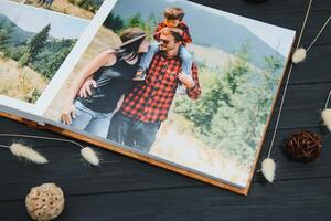 Prêmio foto livro família, ótimo tamanho, de madeira cobrir, sólido Páginas, qualidade impressão.