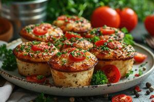 ai gerado café da manhã com mexidos ovo bolinho copos profissional publicidade Comida fotografia foto