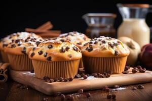 ai gerado fresco bolinho é servido às a cozinha mesa profissional publicidade Comida fotografia foto