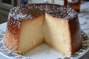 ai gerado uma torta de fruta em uma prato com em topo cozinha mesa profissional publicidade Comida fotografia foto