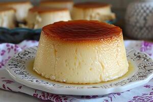 ai gerado uma torta de fruta em uma prato com em topo cozinha mesa profissional publicidade Comida fotografia foto