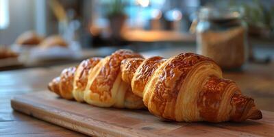 ai gerado dois croissants em corte borda foto