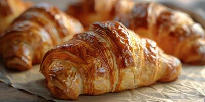 ai gerado croissants em cera papel foto